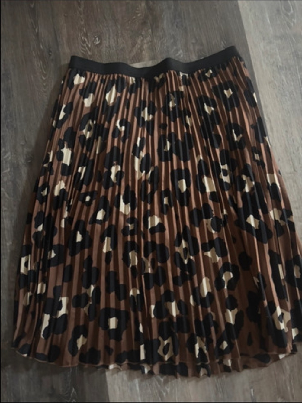 Worthington Pleated Leopard-Print Skirt in Brown, Black & Cream